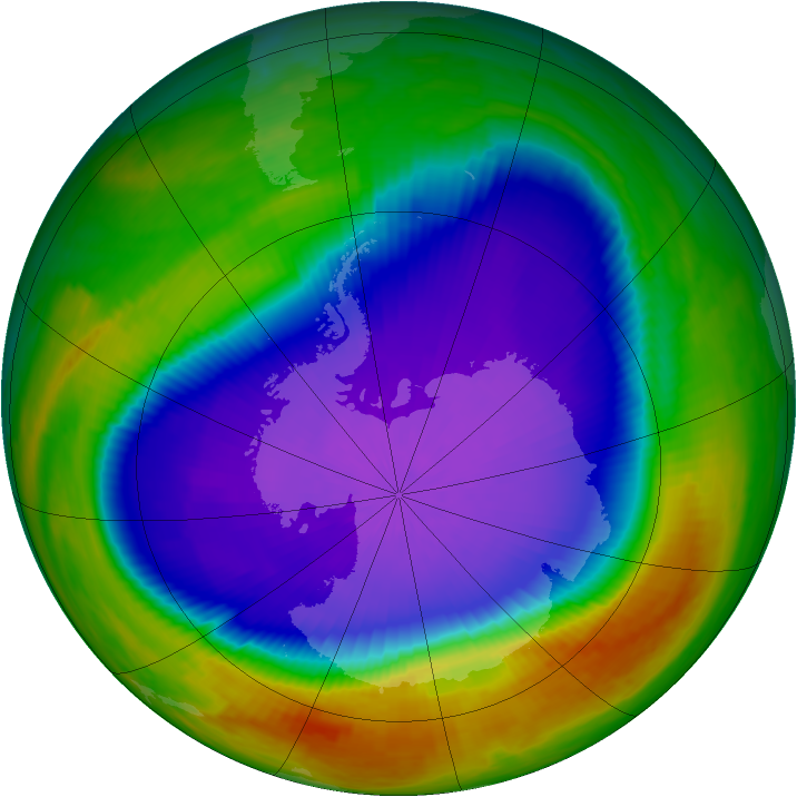 Antarctic ozone map for 30 September 2000